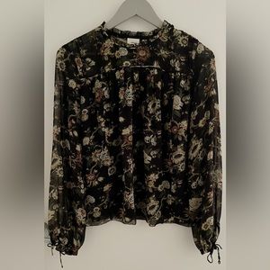 Aritzia Wilfred Lourdes Black Floral Blouse